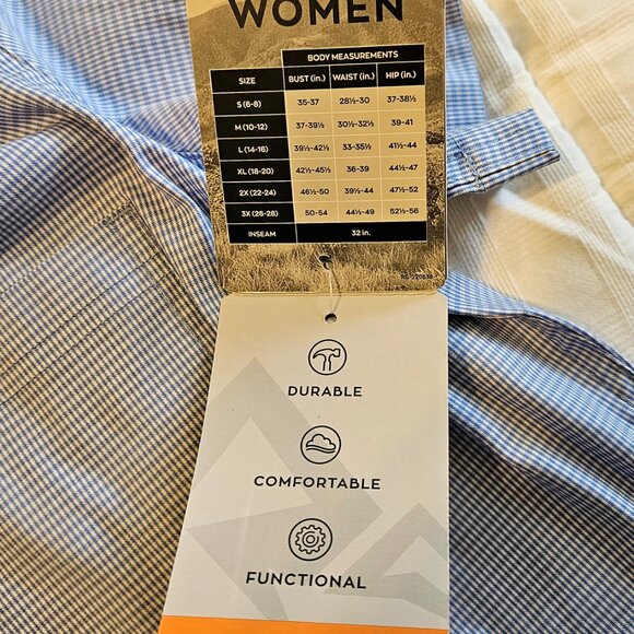 Ridgecut Women's Toughwear Blue Gingham Short-Sleeve Adventure Shirt-SMALL - Picture 8 of 10